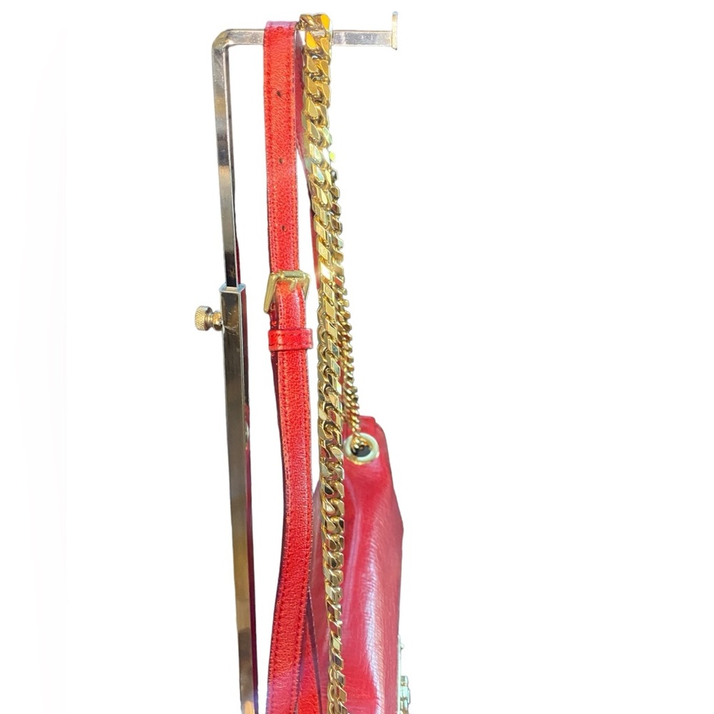 JIMMY CHOO REBEL RED LEATHER SHOULDER/CROSSBODY BAG - Picture 10 of 15